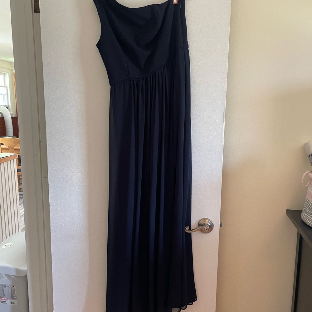 Adrianna Papell Blue One Shoulder Gown for Weddings